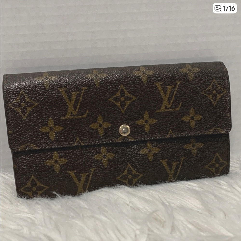 LV Louis Vuitton Sarah Dark Brown Monogram Long Wallet